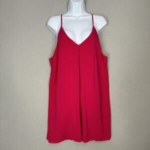 Alice + Olivia Fierra Dress Womens Large Pink Silk Blend Mini Slip Deep V-Neck